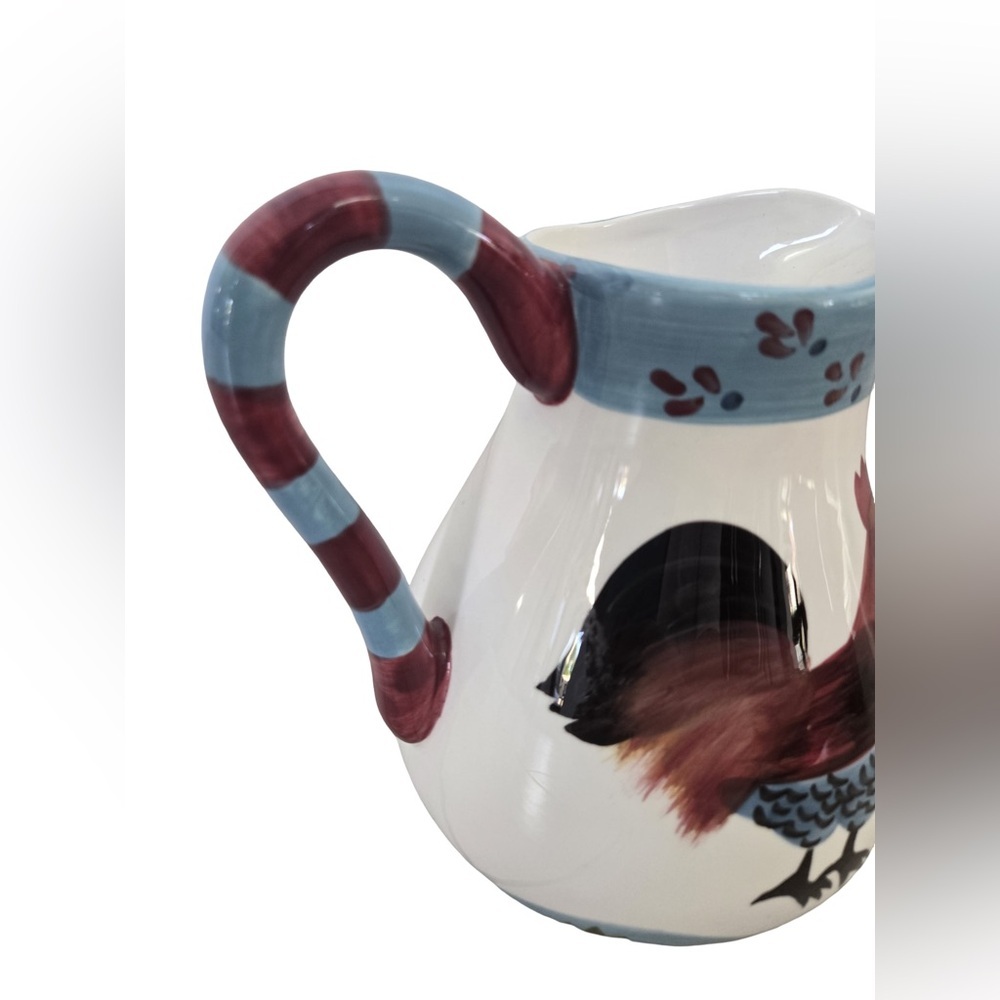 Hand Painted Rooster Pitcher – Farmhouse / Country Kitchen Décor - Picture 3 of 13